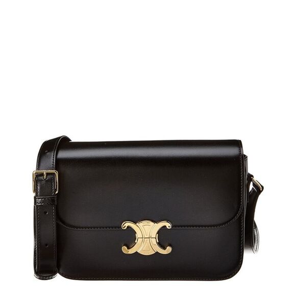 Celine Triomphe Leather Crossbody, Black - Picture 1 of 3